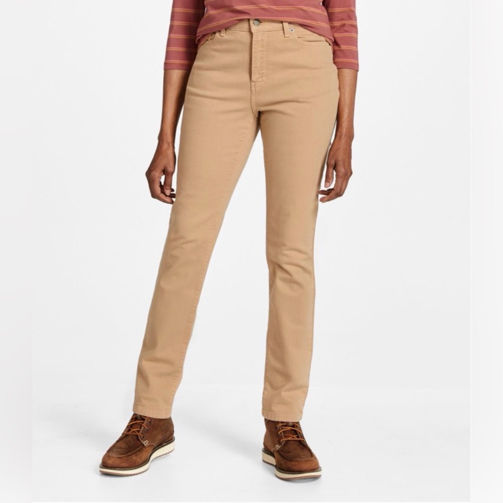 L.L. Bean Women's True Shape Jeans High-Rise Straight-Leg Carmel Tan Size 4 Tall